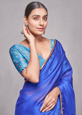 Blue Georgette Saree With Blouse Piece - Indian Silk House Agencies