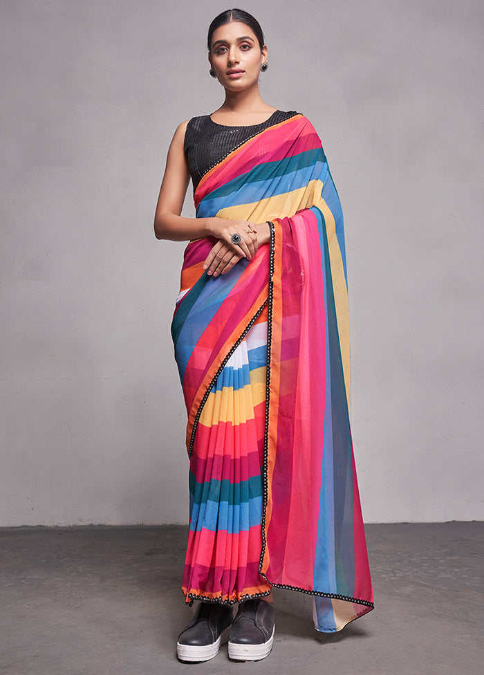 Multicolor Georgette Saree With Blouse Piece - Indian Silk House Agencies