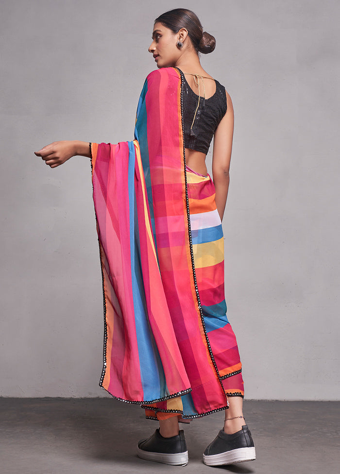 Multicolor Georgette Saree With Blouse Piece - Indian Silk House Agencies