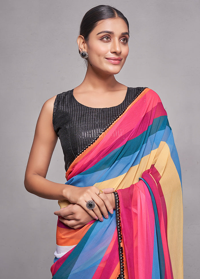 Multicolor Georgette Saree With Blouse Piece - Indian Silk House Agencies