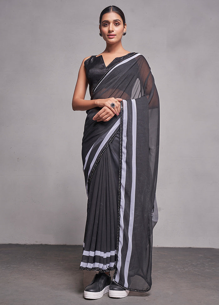 Black Georgette Saree With Blouse Piece - Indian Silk House Agencies