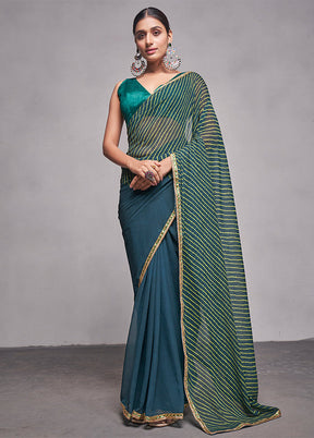 Green Georgette Saree With Blouse Piece - Indian Silk House Agencies