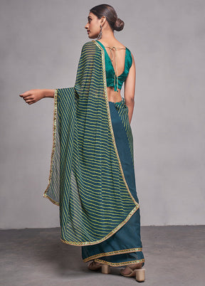 Green Georgette Saree With Blouse Piece - Indian Silk House Agencies