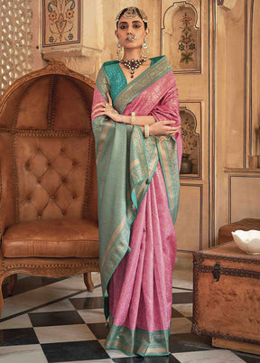 Pink Dupion Silk Saree With Blouse Piece - Indian Silk House Agencies