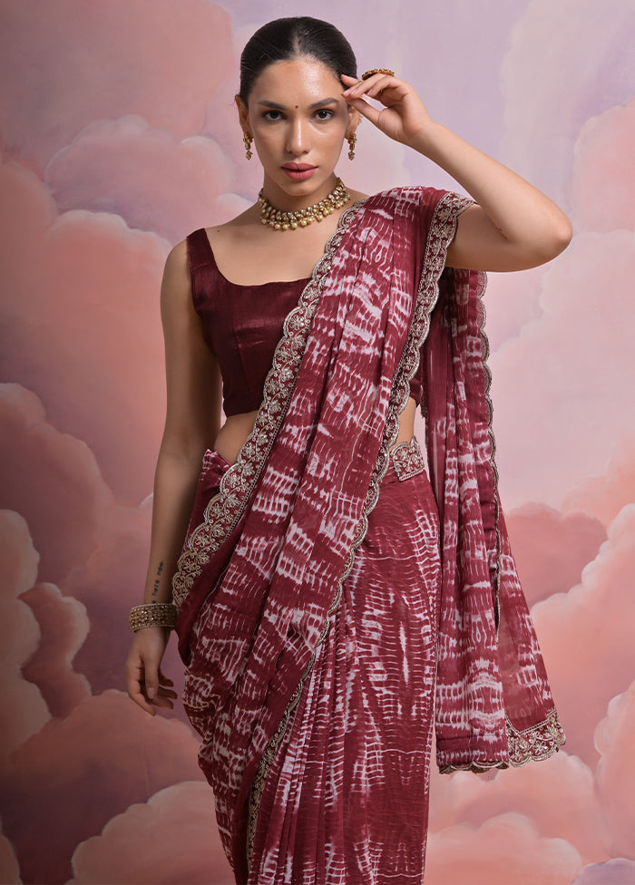 Maroon Georgette Saree With Blouse Piece - Indian Silk House Agencies