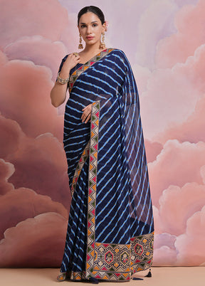 Blue Georgette Saree With Blouse Piece - Indian Silk House Agencies