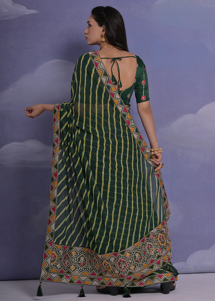 Green Georgette Saree With Blouse Piece - Indian Silk House Agencies