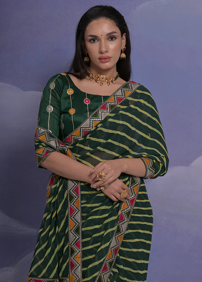 Green Georgette Saree With Blouse Piece - Indian Silk House Agencies