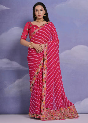 Pink Georgette Saree With Blouse Piece - Indian Silk House Agencies