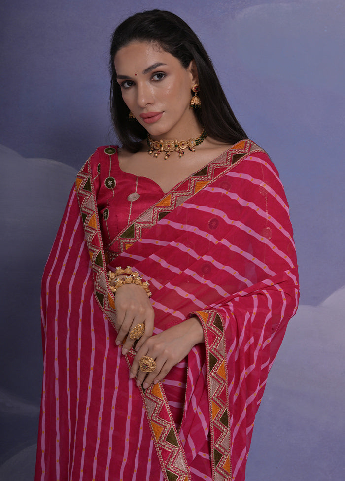 Pink Georgette Saree With Blouse Piece - Indian Silk House Agencies