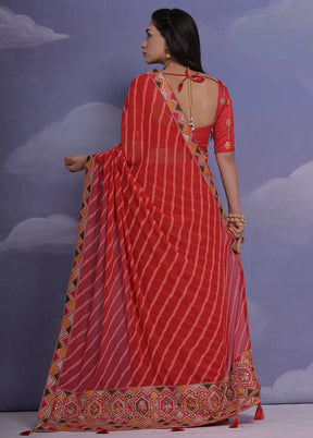 Red Georgette Saree With Blouse Piece - Indian Silk House Agencies