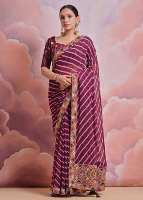 Wine Georgette Saree With Blouse Piece - Indian Silk House Agencies