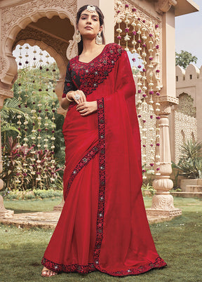 Red Silk Saree With Blouse Piece - Indian Silk House Agencies