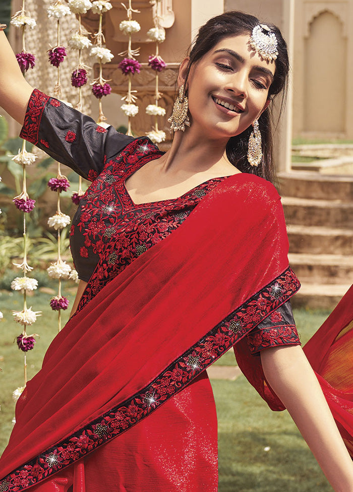 Red Silk Saree With Blouse Piece - Indian Silk House Agencies