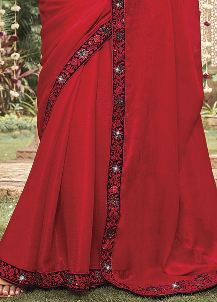 Red Silk Saree With Blouse Piece - Indian Silk House Agencies