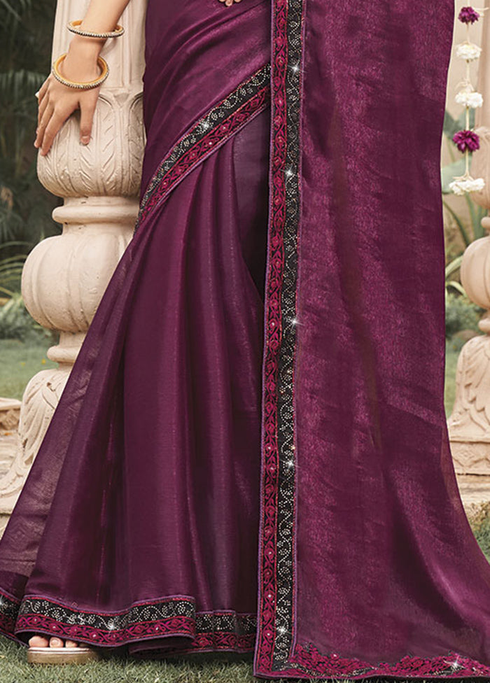 Wine Silk Saree With Blouse Piece - Indian Silk House Agencies