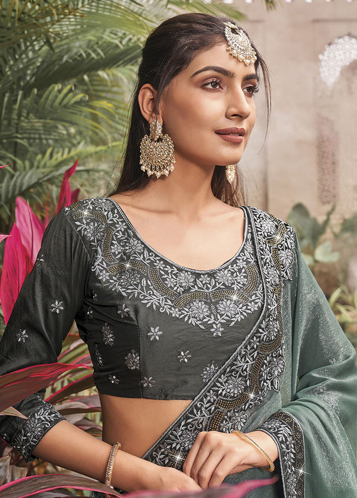 Grey Silk Saree With Blouse Piece - Indian Silk House Agencies