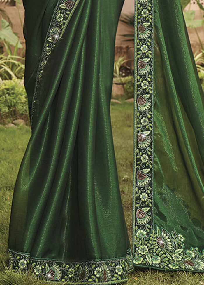 Green Silk Saree With Blouse Piece - Indian Silk House Agencies