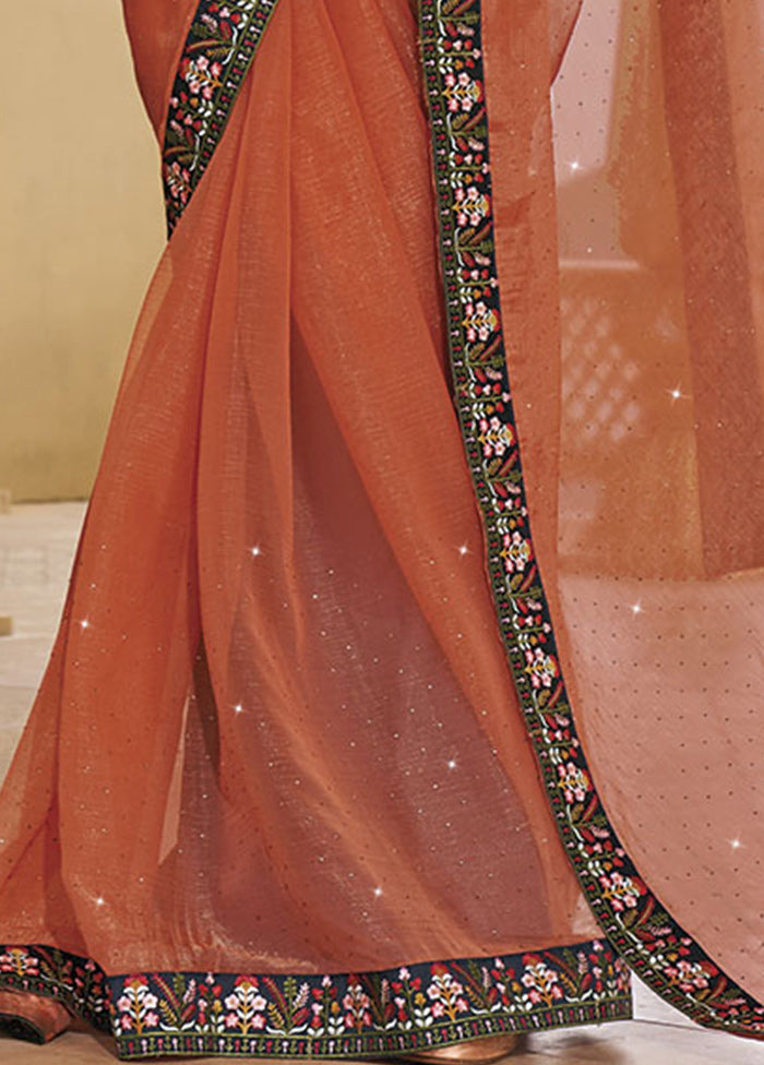 Orange Silk Saree With Blouse Piece - Indian Silk House Agencies