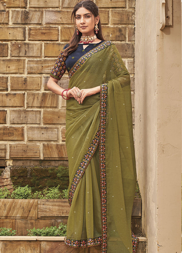 Mehendi Silk Saree With Blouse Piece - Indian Silk House Agencies