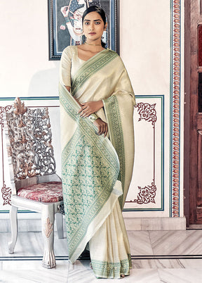 Beige Dupion Silk Saree With Blouse Piece - Indian Silk House Agencies