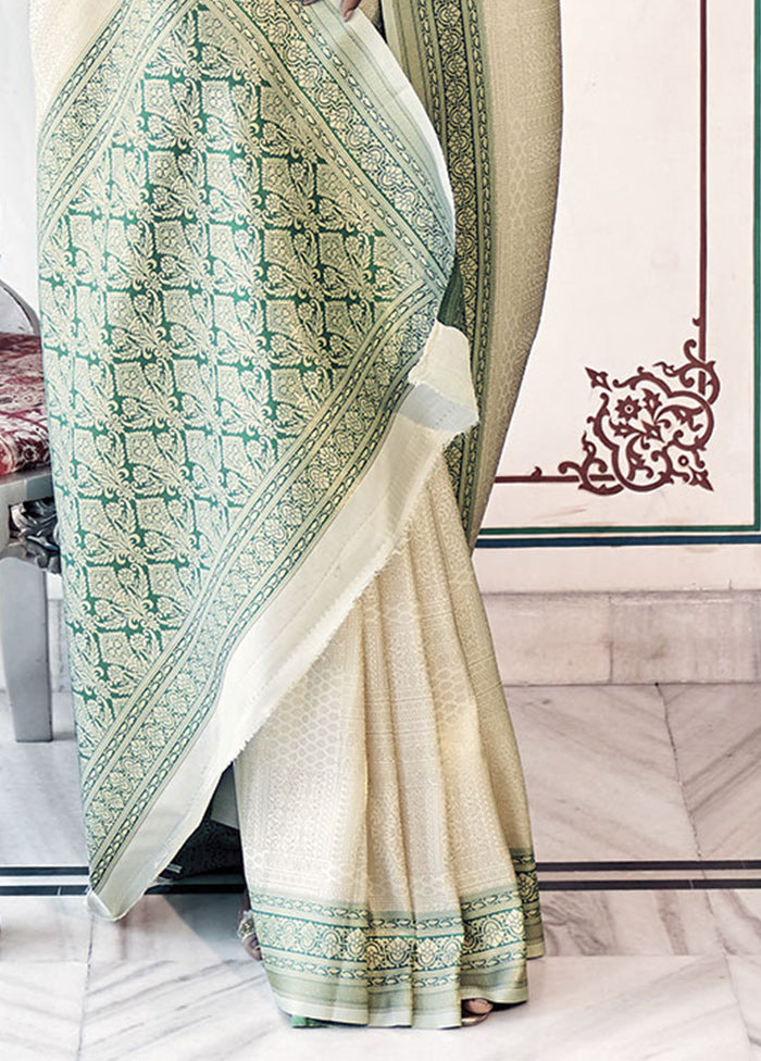 Beige Dupion Silk Saree With Blouse Piece - Indian Silk House Agencies