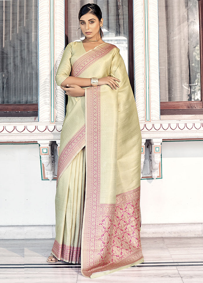 Green Dupion Silk Saree With Blouse Piece - Indian Silk House Agencies