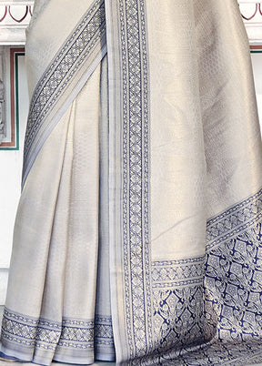 Grey Dupion Silk Saree With Blouse Piece - Indian Silk House Agencies