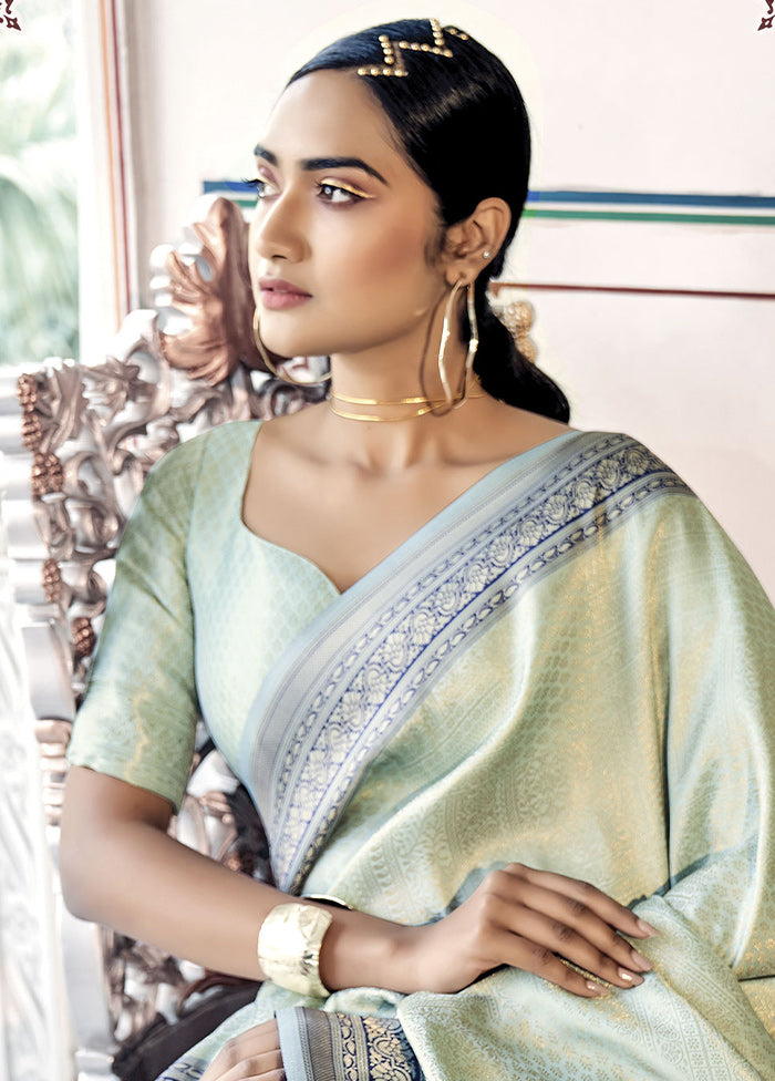 Pista Green Dupion Silk Saree With Blouse Piece - Indian Silk House Agencies