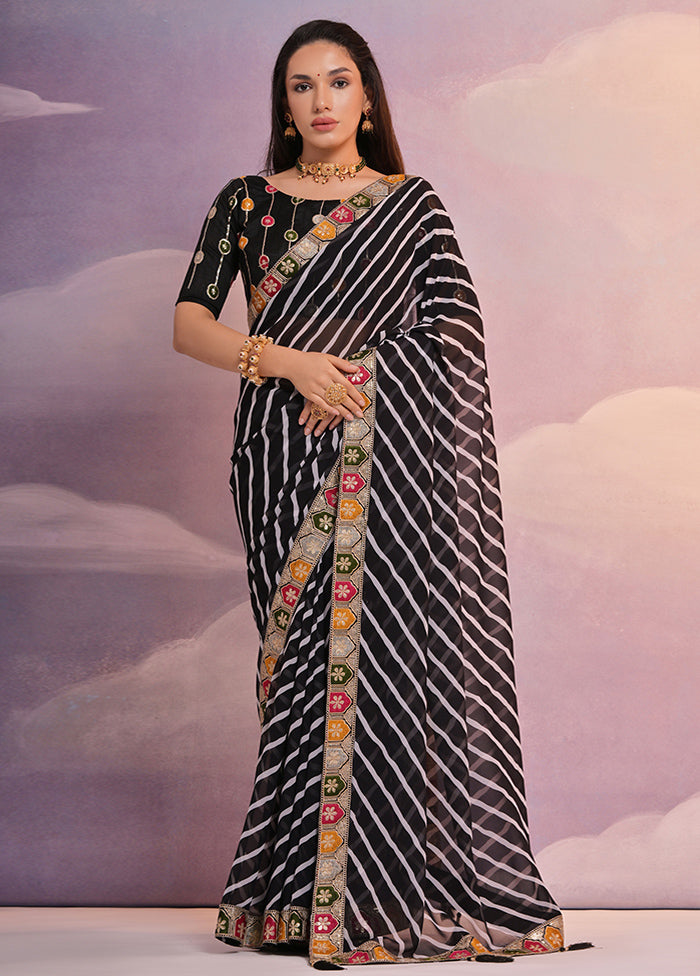 Black Georgette Saree With Blouse Piece - Indian Silk House Agencies