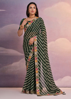 Green Georgette Saree With Blouse Piece - Indian Silk House Agencies