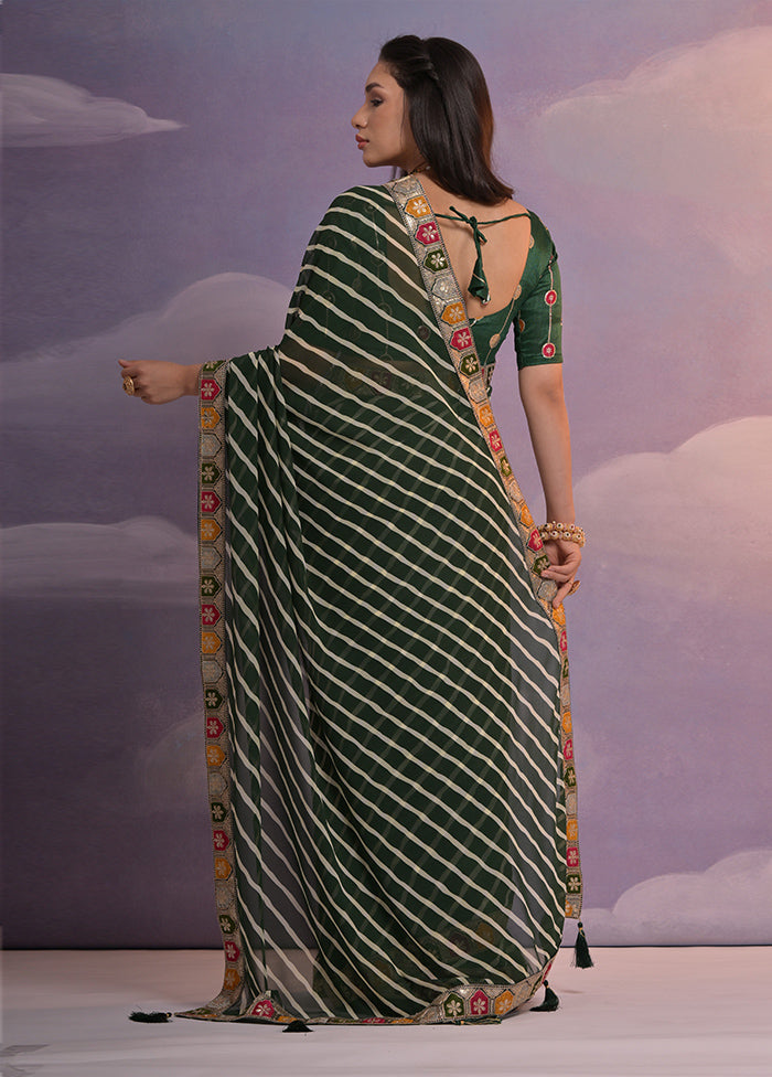 Green Georgette Saree With Blouse Piece - Indian Silk House Agencies