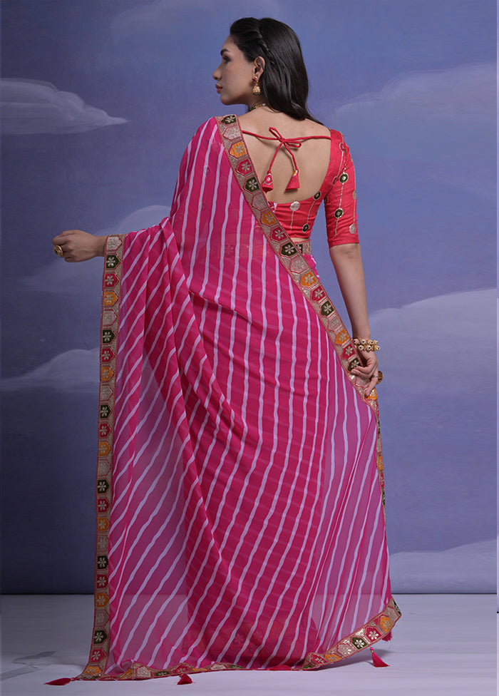 Pink Georgette Saree With Blouse Piece - Indian Silk House Agencies