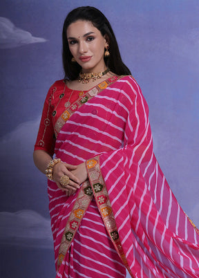 Pink Georgette Saree With Blouse Piece - Indian Silk House Agencies