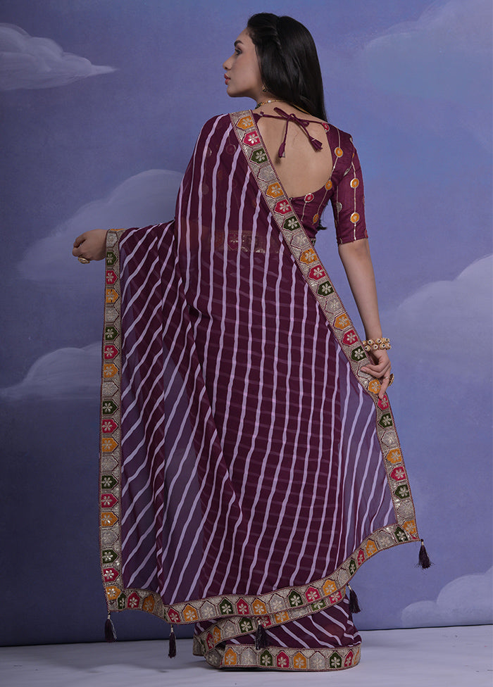 Wine Georgette Saree With Blouse Piece - Indian Silk House Agencies