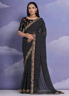 Black Georgette Saree With Blouse Piece - Indian Silk House Agencies