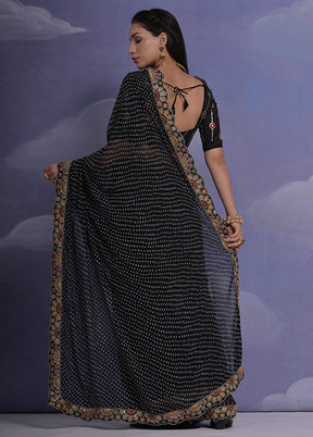 Black Georgette Saree With Blouse Piece - Indian Silk House Agencies