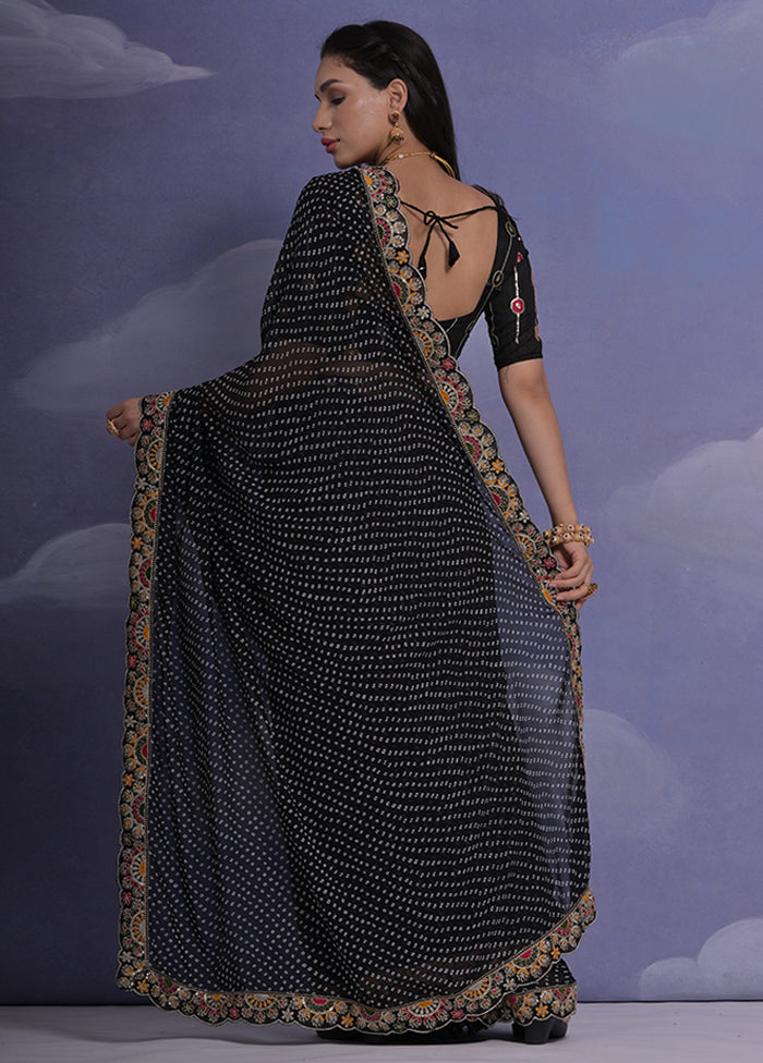 Black Georgette Saree With Blouse Piece - Indian Silk House Agencies