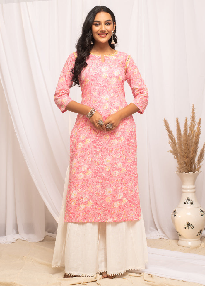 Pink Readymade Cotton Long Kurti - Indian Silk House Agencies