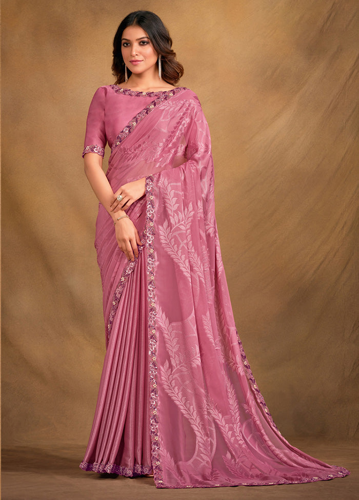 Pink Silk Saree With Blouse Piece - Indian Silk House Agencies