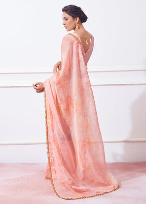 Peach Organza Saree With Blouse Piece - Indian Silk House Agencies