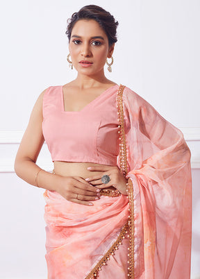 Peach Organza Saree With Blouse Piece - Indian Silk House Agencies