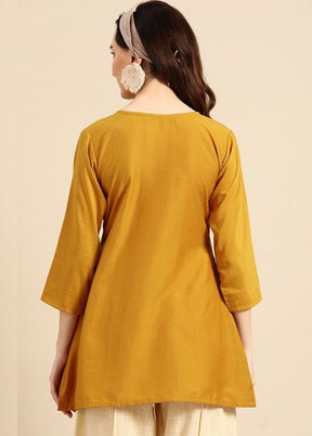 Mustard Readymade Viscose Short Kurti