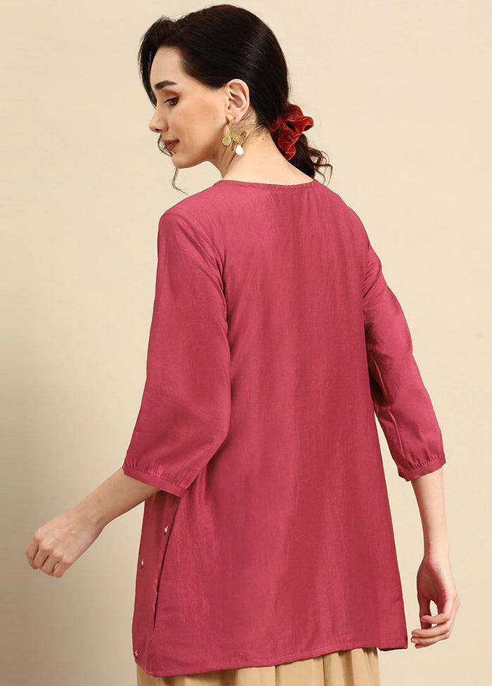 Pink Readymade Viscose Short Kurti