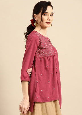 Pink Readymade Viscose Short Kurti