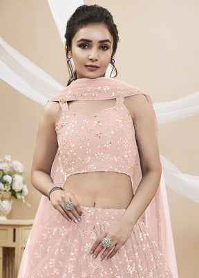 3 Pc Pink Georgette Semi Stitched Lehenga Set - Indian Silk House Agencies