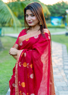 Maroon Silk Saree With Blouse Piece - Indian Silk House Agencies