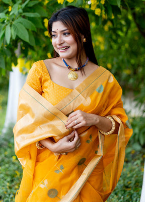 Mustard Silk Saree With Blouse Piece - Indian Silk House Agencies