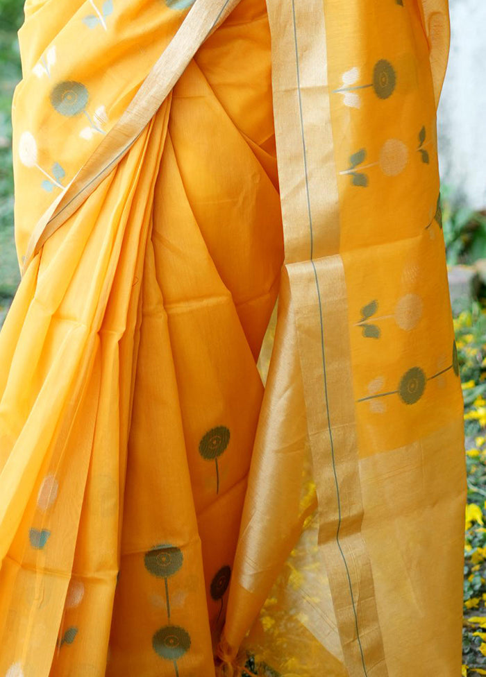 Mustard Silk Saree With Blouse Piece - Indian Silk House Agencies