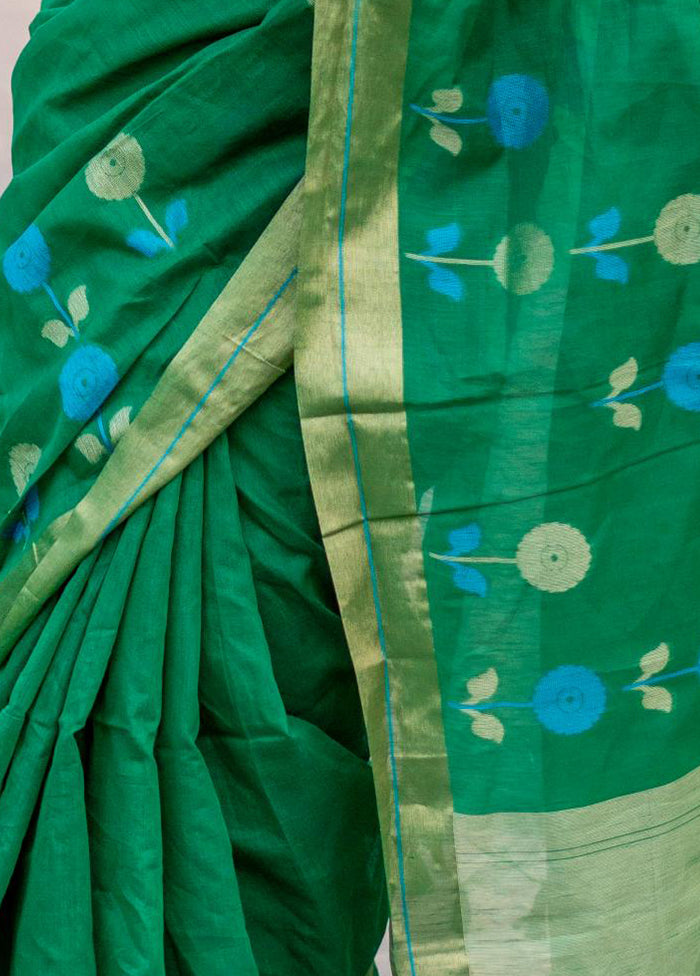 Green Silk Saree With Blouse Piece - Indian Silk House Agencies